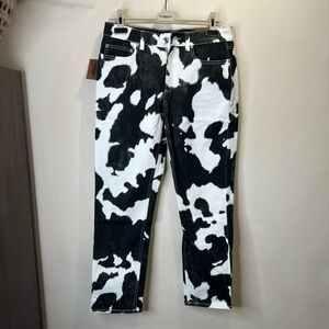 BURBERRY Cow Print Slim-Fit Denim Jeans Size 28